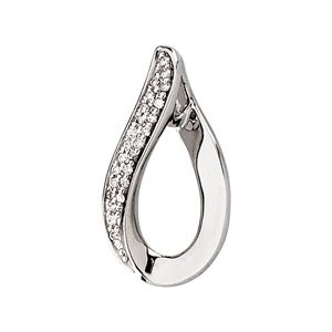 14K Gold Round Natural Diamond Accented Slide Pendant – 1/5 CTW