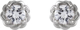 14K Gold Natural Diamond Round 4-Prong Claw Rope Stud Earrings - White Gold - view 2