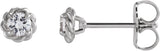 Platinum Natural Diamond Round 4-Prong Claw Rope Stud Earrings