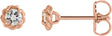 14K Gold Natural Diamond Round 4-Prong Claw Rope Stud Earrings - Rose Gold