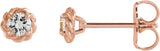 14K Gold Natural Diamond Round 4-Prong Claw Rope Stud Earrings - Rose Gold