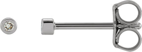 Platinum Natural Diamond Round Micro Bezel-Set Stud Earrings