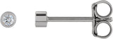 14K Gold Natural Diamond Round Micro Bezel-Set Stud Earrings - White Gold