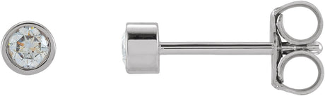 14K Gold Lab-Grown Diamond Round Micro Bezel-Set Stud Earrings - White Gold