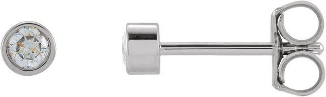 Platinum Lab-Grown Diamond Round Micro Bezel-Set Stud Earrings