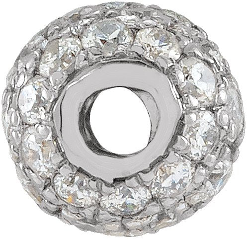 14K Gold Pavé-Style Ball Necklace or Pendant - White Gold - view 2