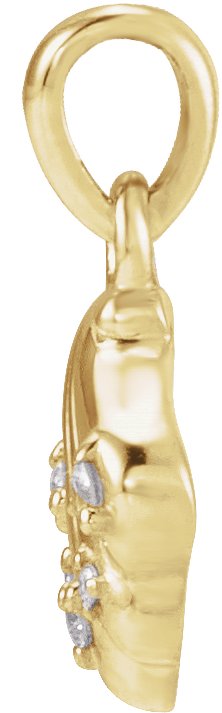 14K Gold Round Natural Diamond Seashell Necklace or Pendant - Yellow Gold - view 2