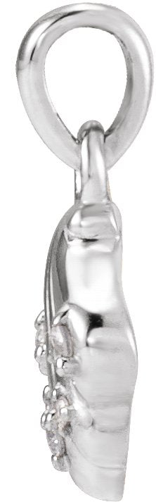 14K Gold Round Natural Diamond Seashell Necklace or Pendant - White Gold - view 2