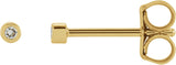 14K Gold Natural Diamond Round Micro Bezel-Set Stud Earrings - Yellow Gold