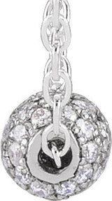 14K Gold Pavé-Style Ball Necklace or Pendant - White Gold - view 2