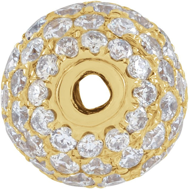 14K Gold Pavé-Style Ball Necklace or Pendant - Yellow Gold - view 2