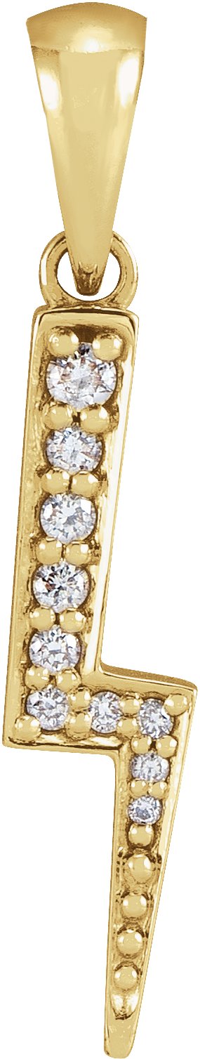 14K Gold Round Natural Diamond Lightning Bolt Necklace or Pendant - Yellow Gold