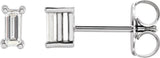 14K Gold Lab-Grown Diamond Straight Baguette 4-Prong Stud Earrings - White Gold