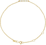 14K Gold Round Natural Ethiopian Opal Cabochon Bar Bracelet - Yellow Gold
