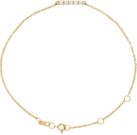 14K Gold Round Natural Ethiopian Opal Cabochon Bar Bracelet - Yellow Gold