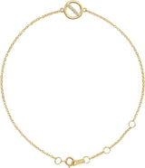 14K Gold Round Natural Diamond Circle Bracelet - Yellow Gold