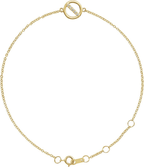 14K Gold Round Natural Diamond Circle Bracelet - Yellow Gold