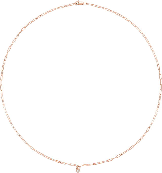 14K Gold Marquise Natural Diamond Micro Bezel-Set Necklace - Rose Gold - view 3