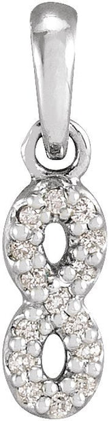 Platinum Round Natural Diamond Petite Infinity Necklace or Pendant