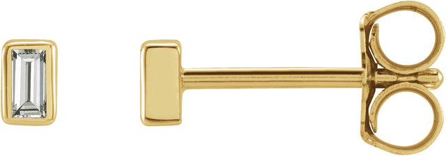 14K Gold Natural Diamond Straight Baguette Bezel-Set Stud Earrings - Yellow Gold