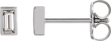 Platinum Natural Diamond Straight Baguette Bezel-Set Stud Earrings