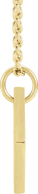 14K Gold Round Natural Diamond Engravable Rhombus Necklace or Pendant - Yellow Gold - view 2