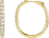 14K Gold Round Natural Diamond Inside-Outside Hoop Earrings – 2.4-2.8mm Stones - Yellow Gold