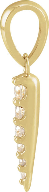 14K Gold Round Natural Diamond Spike Necklace or Pendant - Yellow Gold - view 2