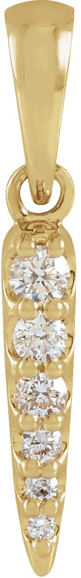 14K Gold Round Natural Diamond Spike Necklace or Pendant - Yellow Gold