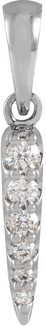 14K Gold Round Natural Diamond Spike Necklace or Pendant - White Gold
