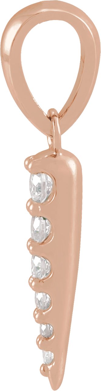 14K Gold Round Natural Diamond Spike Necklace or Pendant - Rose Gold - view 2