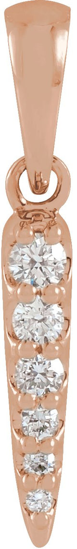 14K Gold Round Natural Diamond Spike Necklace or Pendant - Rose Gold