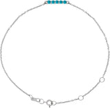 14K Gold Round Natural Turquoise Cabochon Bar Bracelet - White Gold