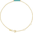 14K Gold Round Natural Turquoise Cabochon Bar Bracelet - Yellow Gold