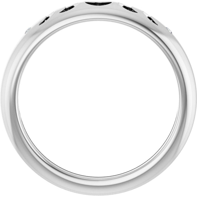 14K Gold Round Natural Diamond Moon Phase Ring - White Gold - view 2
