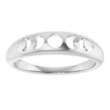 14K Gold Round Natural Diamond Moon Phase Ring - White Gold - view 3