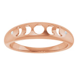 14K Gold Round Natural Diamond Moon Phase Ring - Rose Gold - view 4