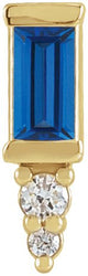 14K Gold Straight Baguette Natural Blue Sapphire Accented Bar Earrings - Yellow Gold