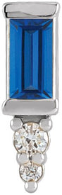 Platinum Straight Baguette Natural Blue Sapphire Accented Bar Earrings