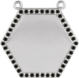 Platinum Round Natural Black Diamond Engravable Hexagon Necklace