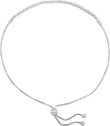 14K Gold Round Natural Diamond Accented Bolo Bracelet - White Gold