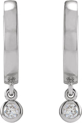 14K Gold Marquise Natural Diamond Accented Hinged Hoop Earrings - White Gold - view 2