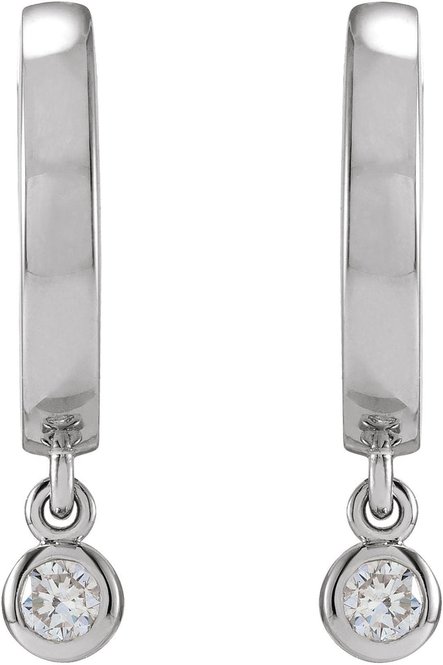 14K Gold Marquise Natural Diamond Accented Hinged Hoop Earrings - White Gold - view 2
