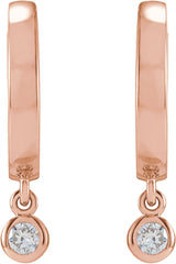 14K Gold Marquise Natural Diamond Accented Hinged Hoop Earrings - Rose Gold - view 2