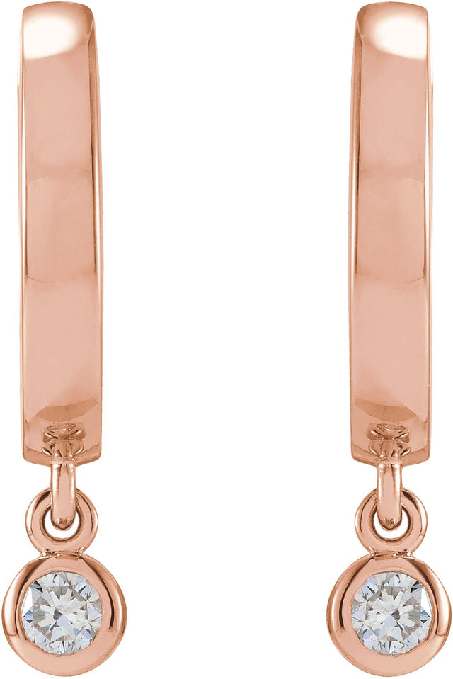 14K Gold Marquise Natural Diamond Accented Hinged Hoop Earrings - Rose Gold - view 2