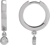 14K Gold Marquise Natural Diamond Accented Hinged Hoop Earrings - White Gold