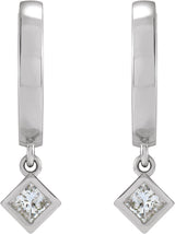 14K Gold Marquise Natural Diamond Accented Hinged Hoop Earrings - White Gold - view 2