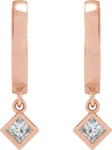 14K Gold Marquise Natural Diamond Accented Hinged Hoop Earrings - Rose Gold - view 2