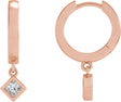 14K Gold Marquise Natural Diamond Accented Hinged Hoop Earrings - Rose Gold