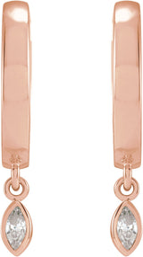 14K Gold Marquise Natural Diamond Accented Hinged Hoop Earrings - Rose Gold - view 2